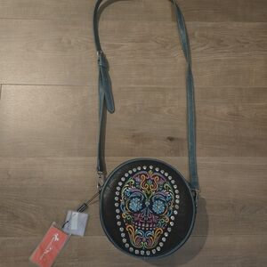 MONTANA WEST Embroidered Sugar Skull/Day of the Dead Leather Crossbody Bag